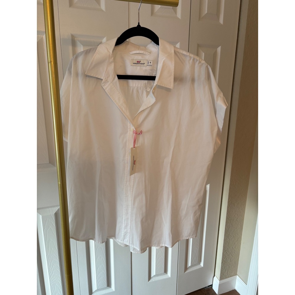 Vineyard Vines Womens Top NWT White Poplin Dolman Popover Size 16